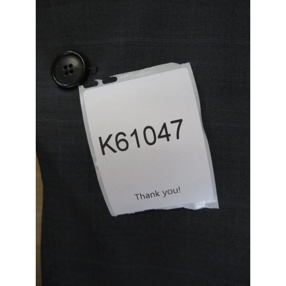 Ermenegildo Zegna Sport Coat 44 Charcoal Blazer Wool Windowpane Jacket*
